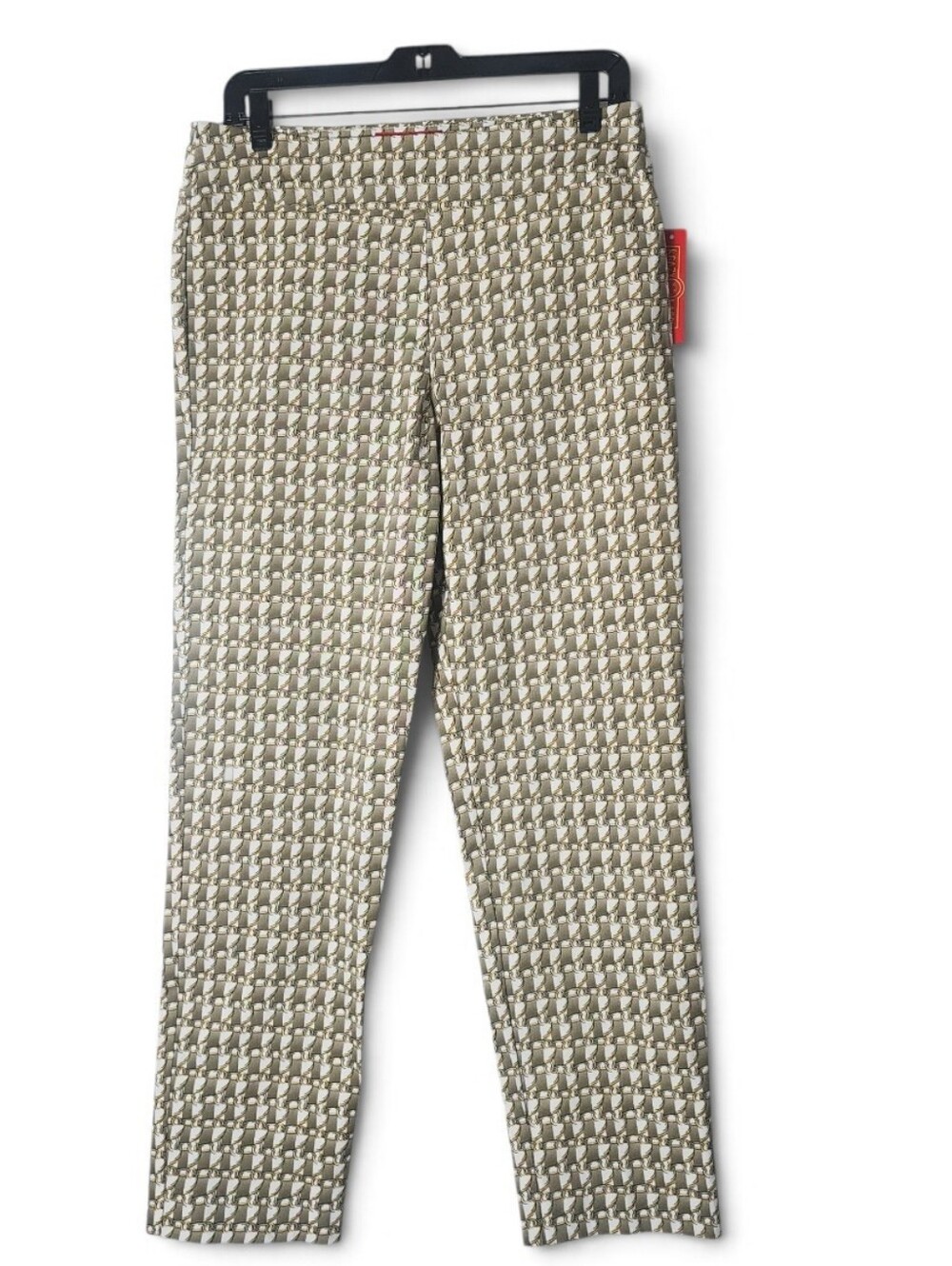 Straight Leg Patterned Women's Pants in Cream